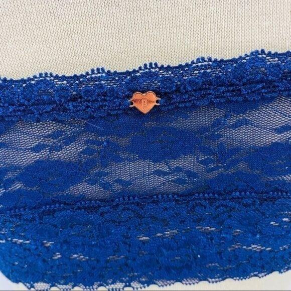Victoria's Secret PINK Navy Blue Lace Bandeau Wire Free Medium - Picture 5 of 9